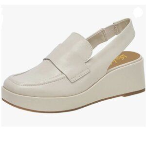 miss left Women's Wedge Heel Slingback Pumps Platform Closed Toe Mid Heels